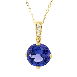 Collier aus 585 Gelbgold Tansanit 2,5ct blau 3 Brillanten 0,03ct TW-SI L:45,7cm
