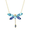 Collier aus 750 Gelbgold 6 Tansanite 4,2ct blau 9 Brillanten 0,06ct TW-SI L:43,2cm