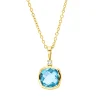 Collier aus 750 Gelbgold Topas 0,94ct blau Brillant 0,02ct TW-SI L:45cm