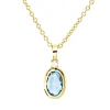 Collier aus 750 Gelbgold Topas 0,44ct blau Brillant 0,02ct TW-SI L:45cm