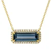 Collier aus 750 Gelbgold Topas 2,6ct London Blue 34 Brillanten 0,2ct TW-SI L:43,2cm