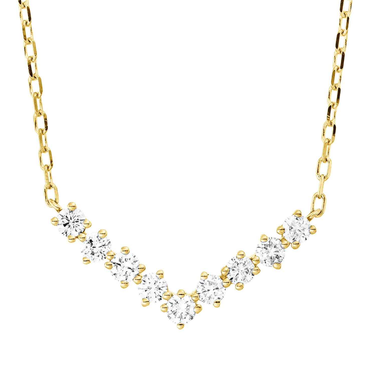 Collier aus 750 Gold Gelbgold 9 Brillanten 0,36ct TW-PI L:45,7cm