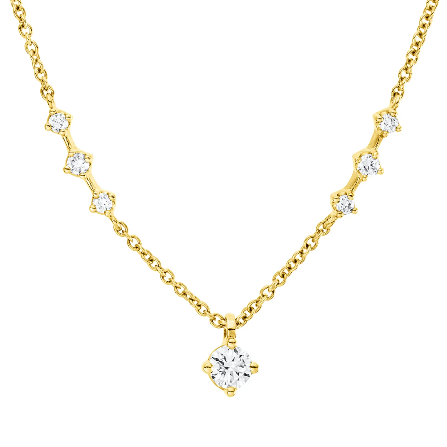 Collier aus 750 Gold Gelbgold 13 Brillanten 0,22ct TW-PI L:40cm