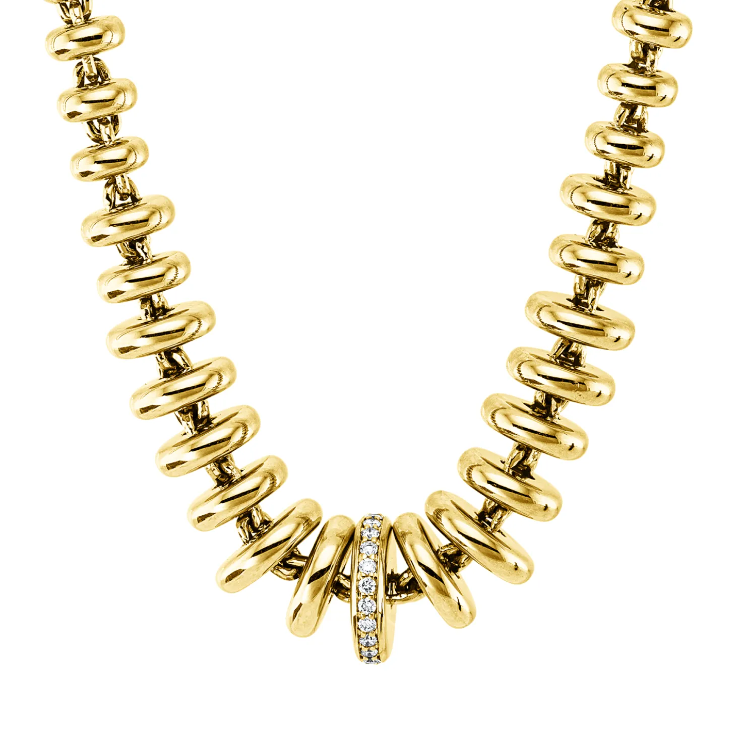Collier aus 750 Gold Gelbgold 23 Brillanten 0,12ct TW-PI L:43,2cm