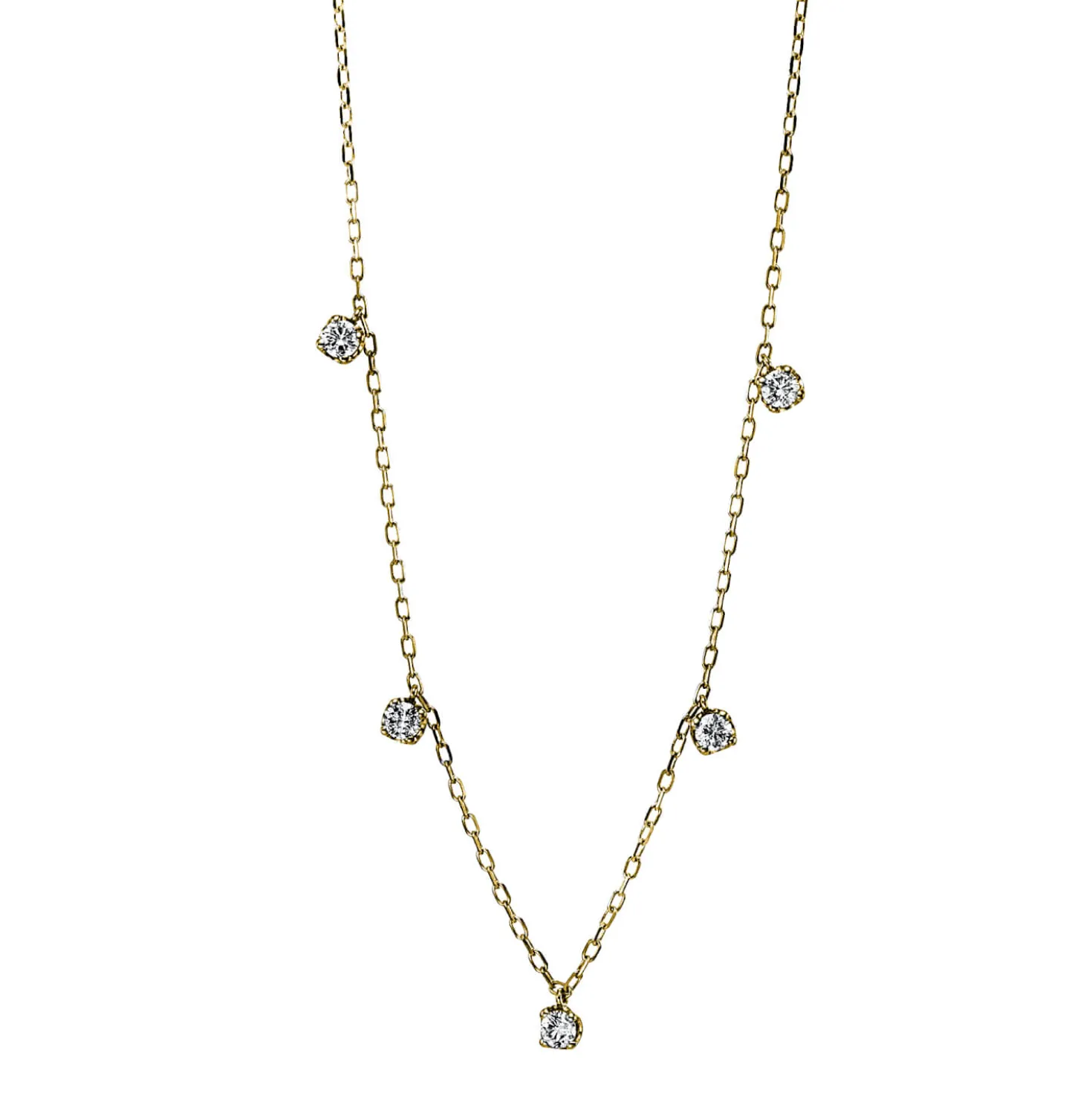 Collier aus 750 Gold Gelbgold 5 Brillanten 0,37ct TW-PI L:45,7cm