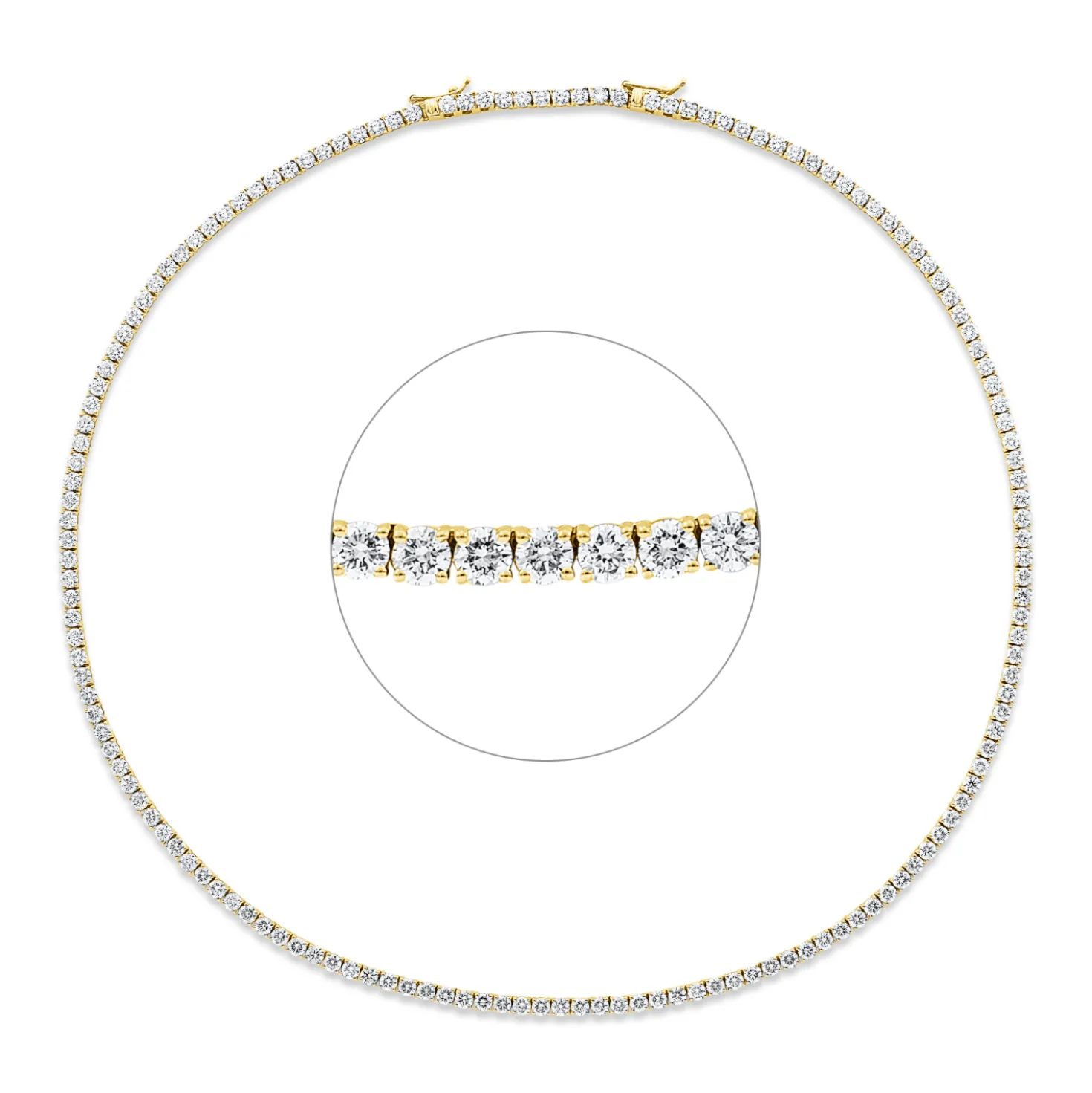 Collier aus 750 Gold Gelbgold 150 Brillanten 12,32ct TW-SI L:45cm