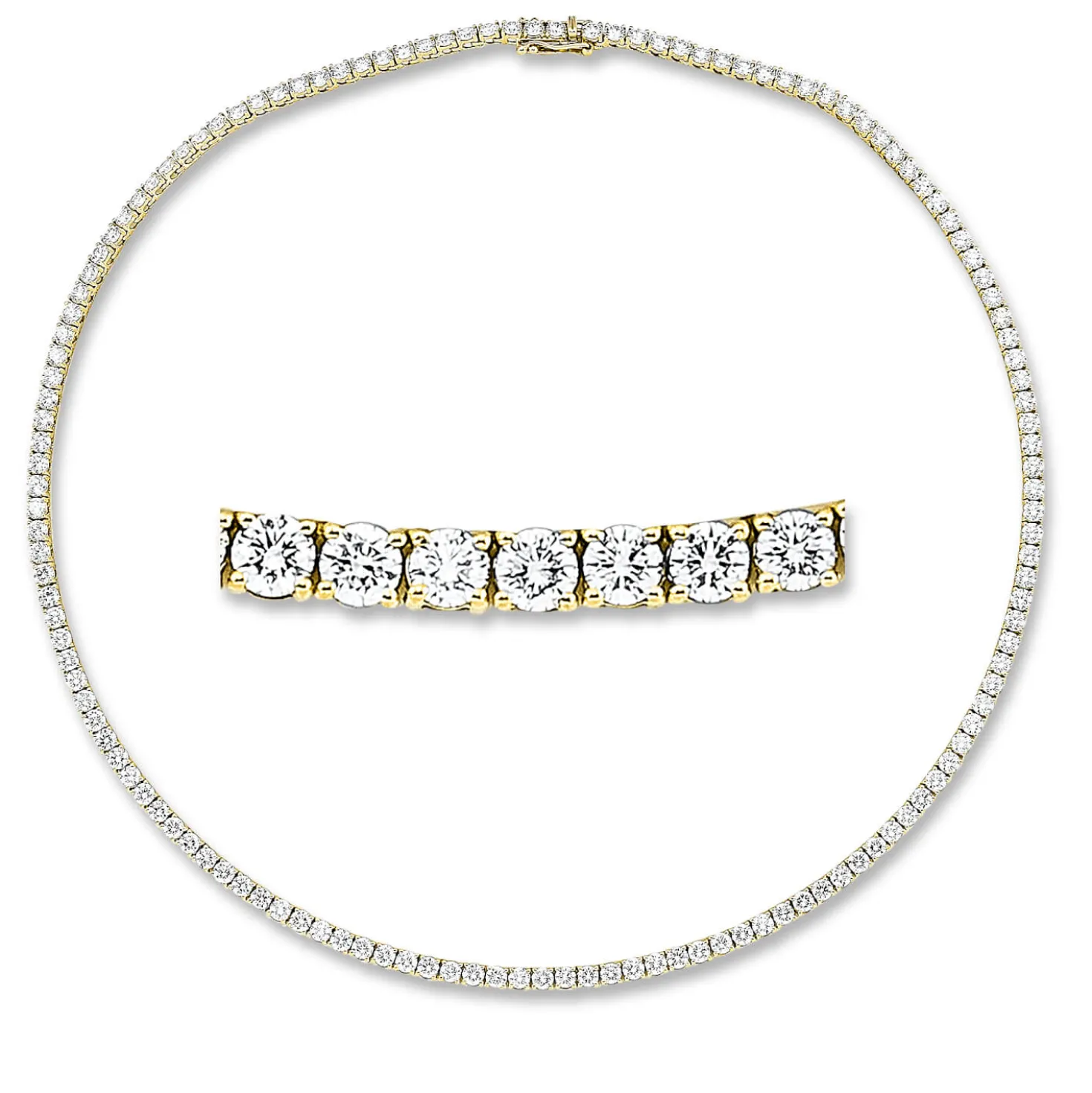 Collier aus 750 Gold Gelbgold 137 Brillanten 15,72ct TW-SI L:45cm