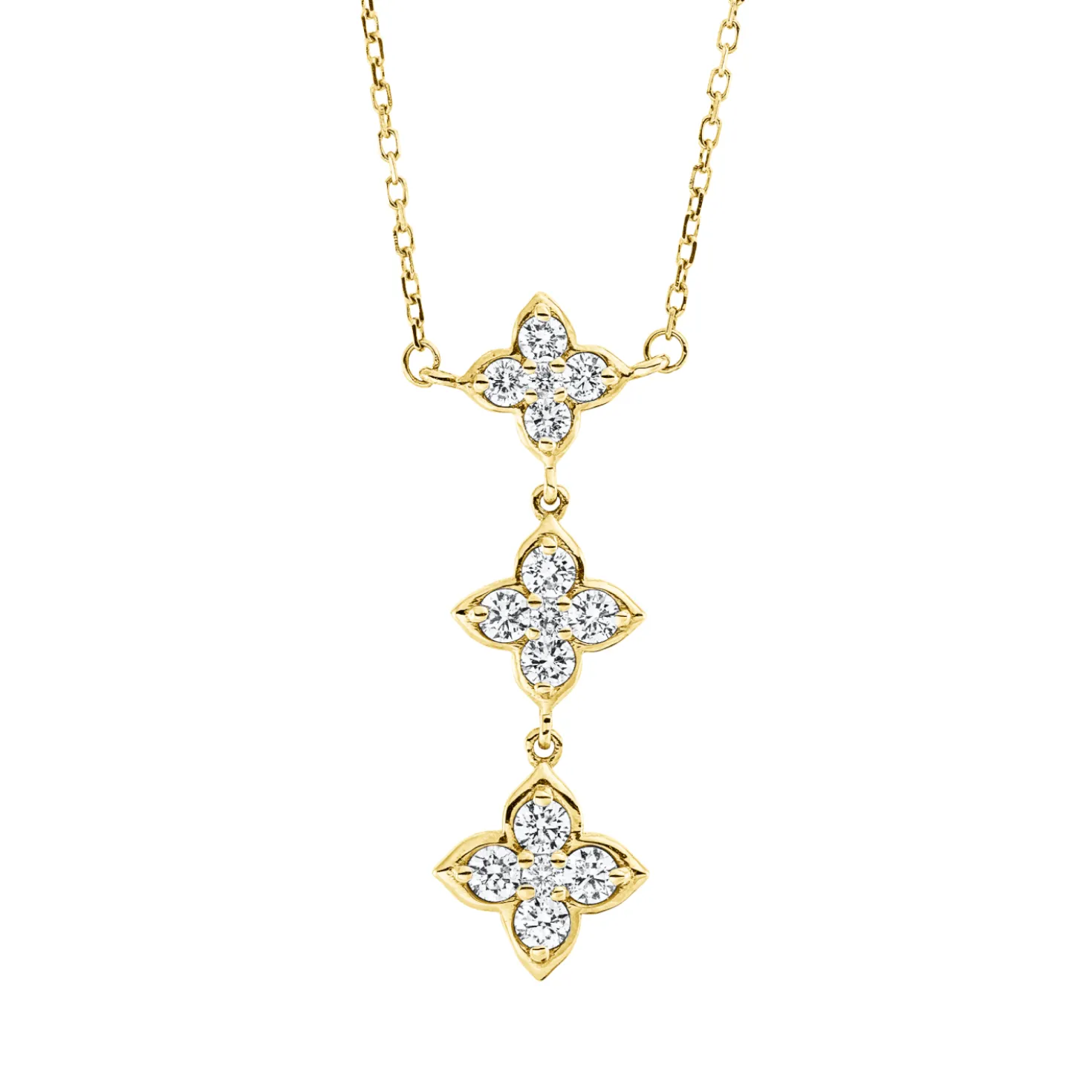 Collier aus 750 Gold Gelbgold 15 Brillanten 0,44ct TW-SI L:45,7cm