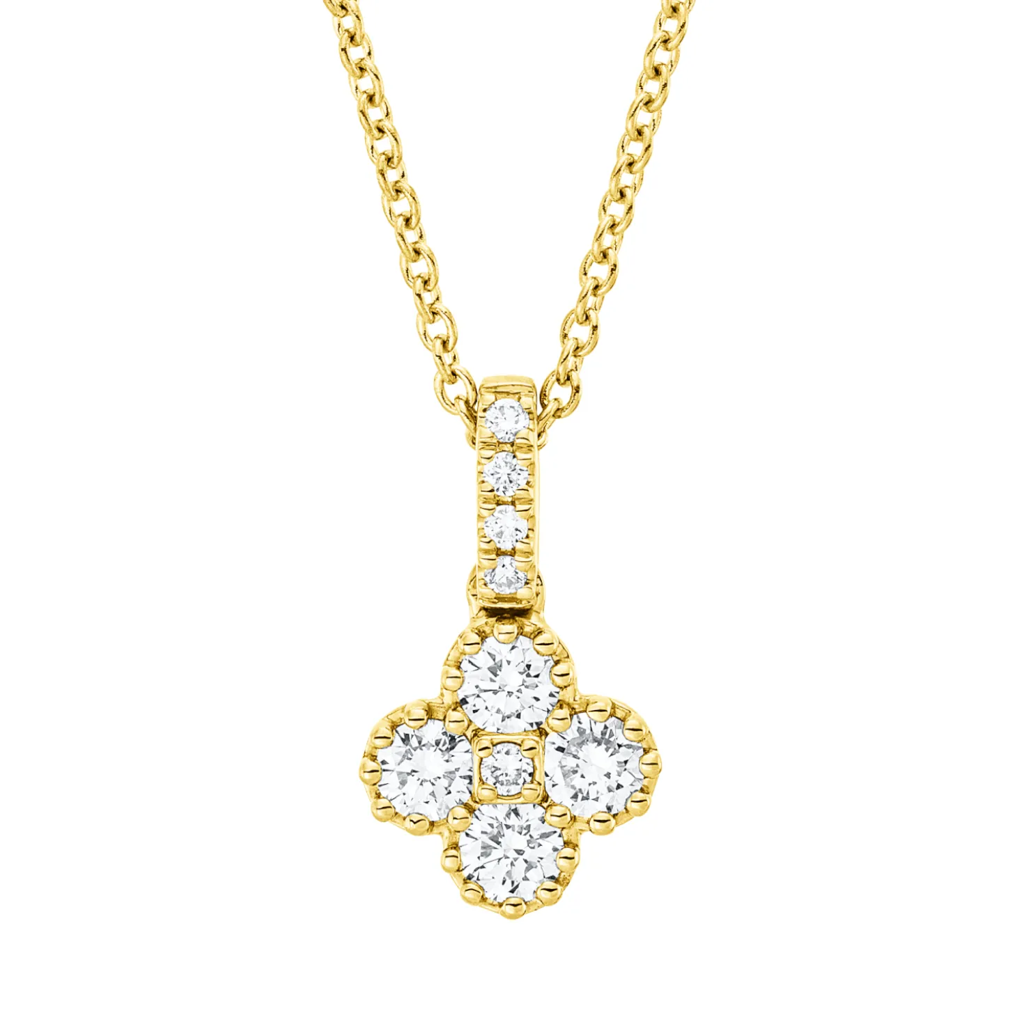 Collier aus 750 Gold Gelbgold 9 Brillanten 0,35ct TW-SI L:45cm
