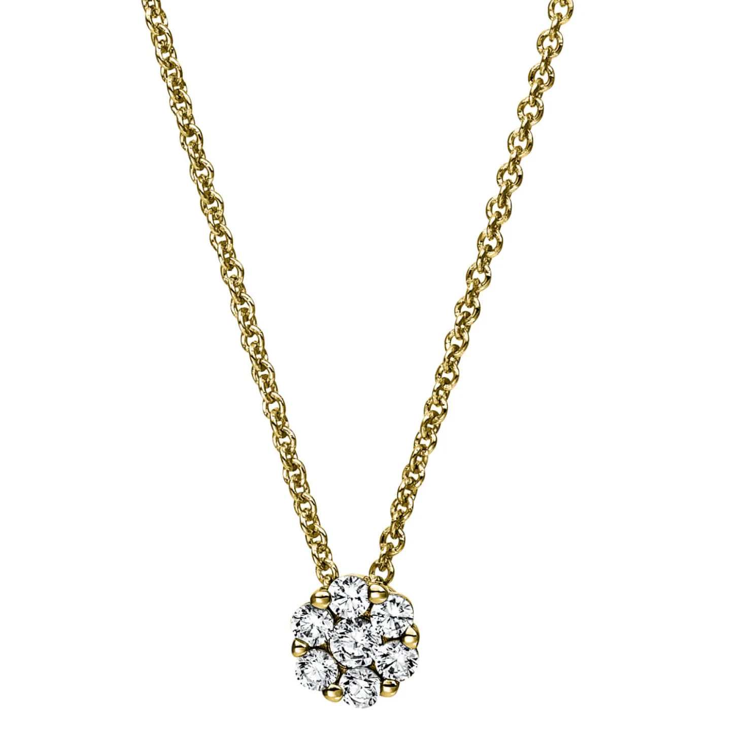 Collier aus 750 Gold Gelbgold 7 Brillanten 0,27ct TW-SI L:42cm