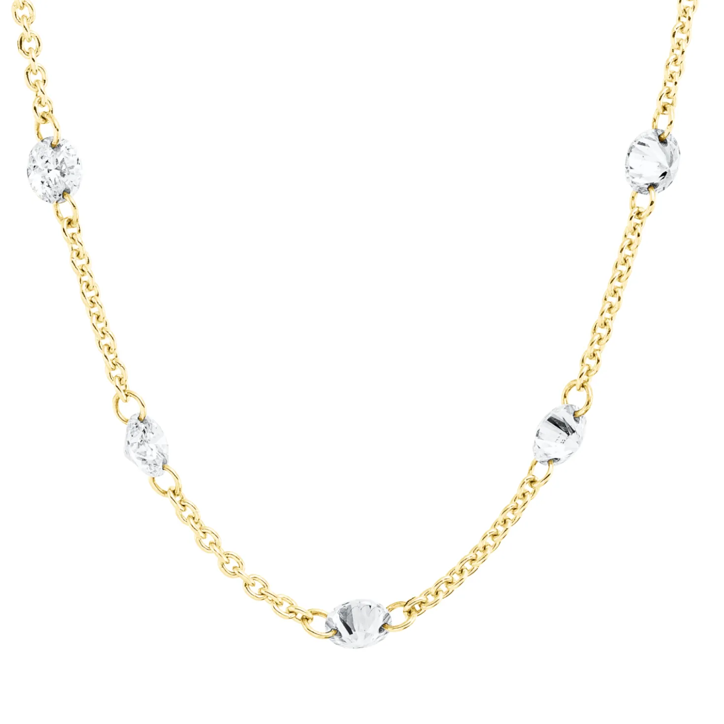 Collier aus 750 Gold Gelbgold 5 Brillanten 0,5ct TW-SI L:44,5cm