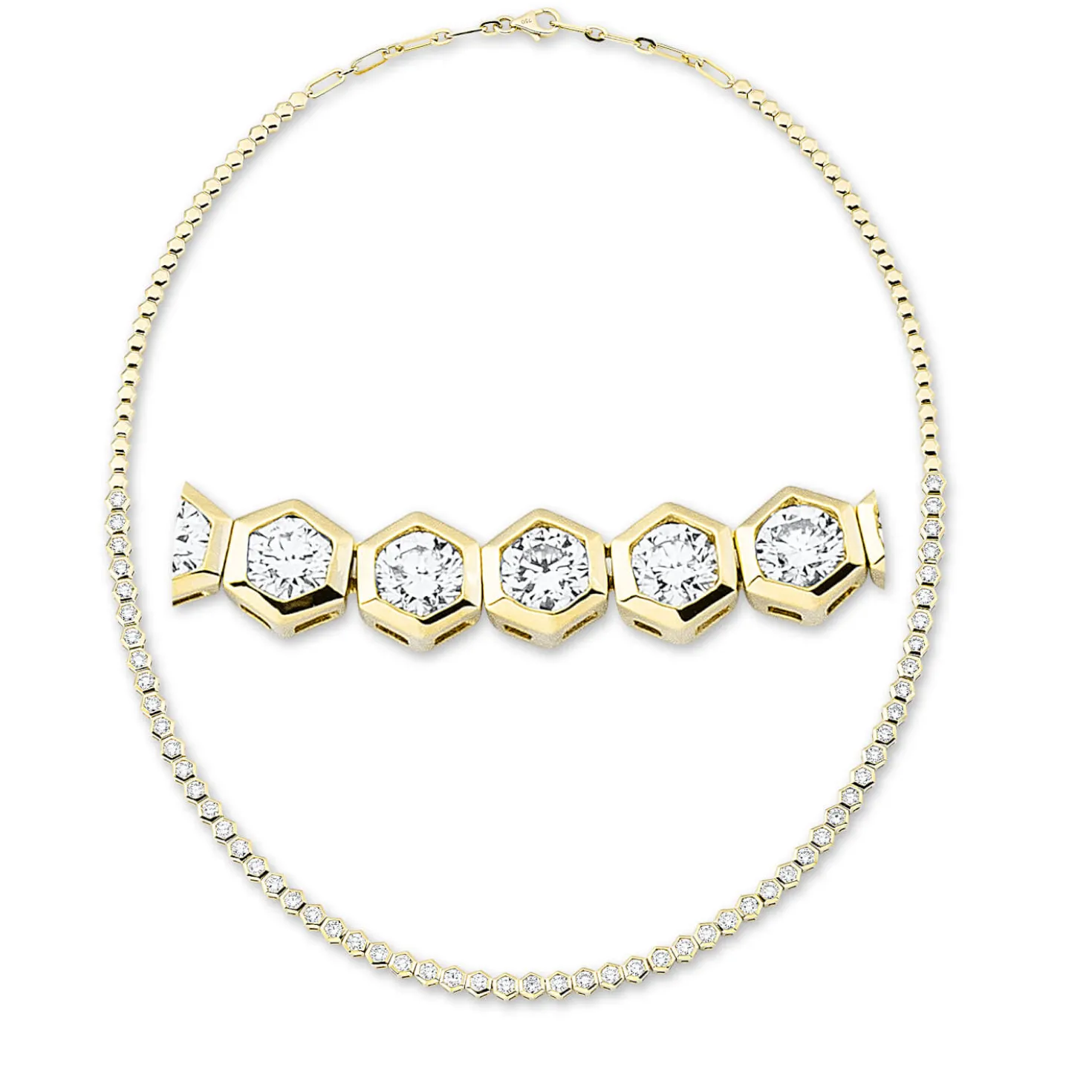 Collier aus 750 Gold Gelbgold 59 Brillanten 4,65ct TW-SI L:42cm