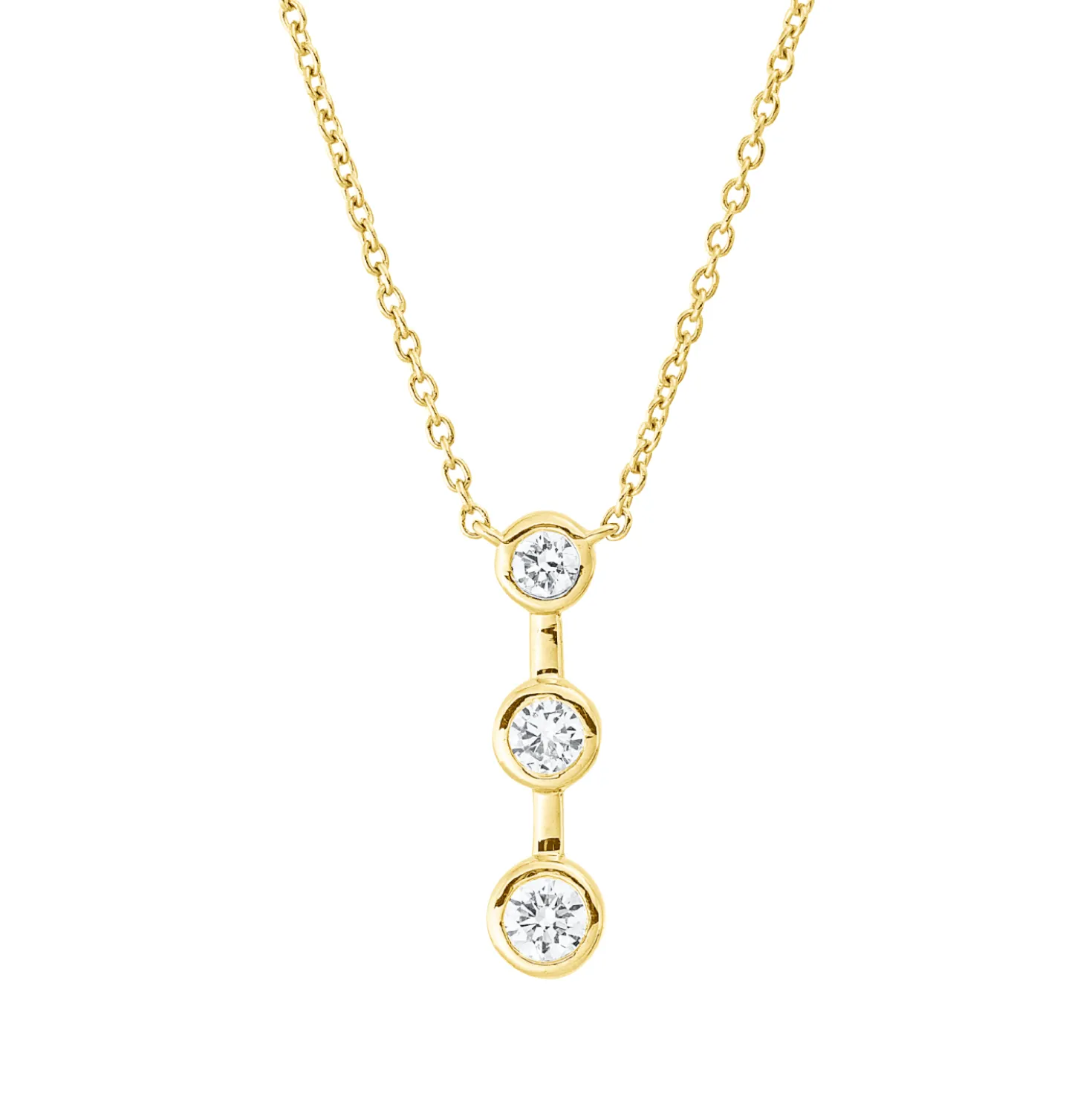 Collier aus 750 Gold Gelbgold 3 Brillanten 0,23ct TW-SI L:45,7cm