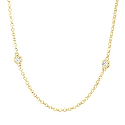 Collier aus 750 Gold Gelbgold 7 Brillanten 0,18ct TW-SI L:43cm
