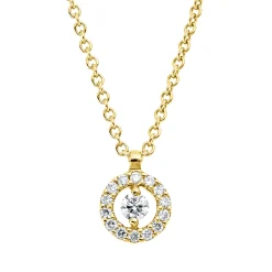 Collier aus 750 Gold Gelbgold 15 Brillanten 0,08ct TW-SI L:42cm