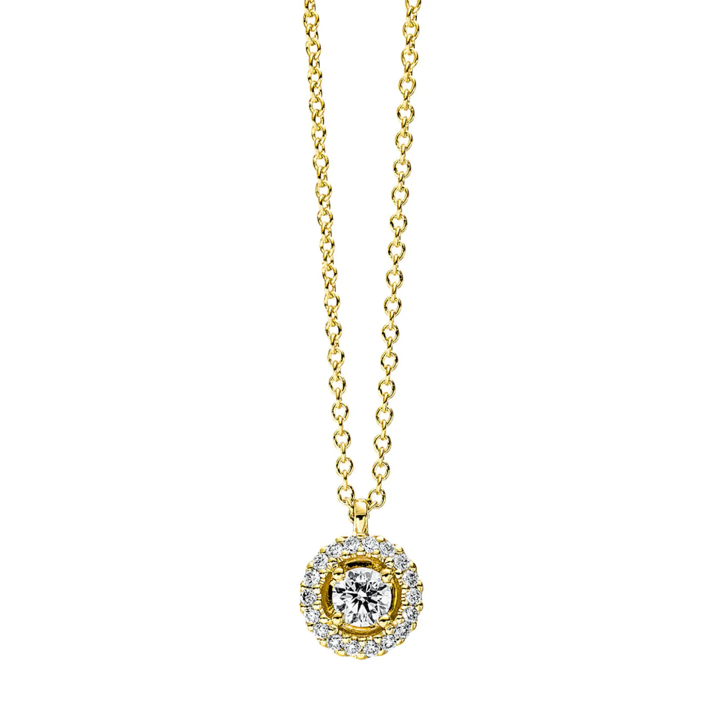 Collier aus 750 Gold Gelbgold 19 Brillanten 0,16ct TW-SI L:42cm