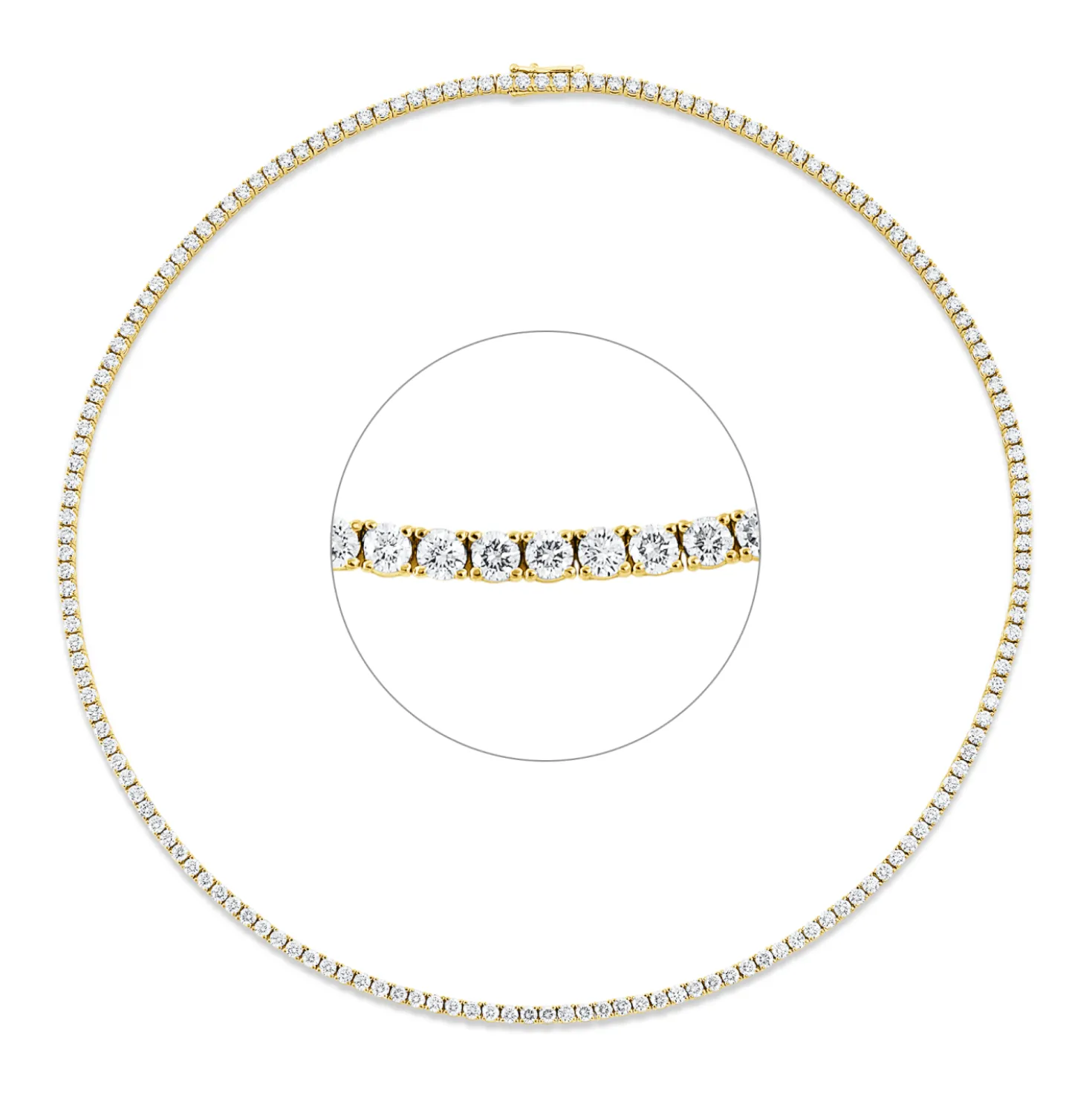 Collier aus 750 Gold Gelbgold 168 Brillanten 8,23ct TW-SI L:42,5cm 4er-Krappe