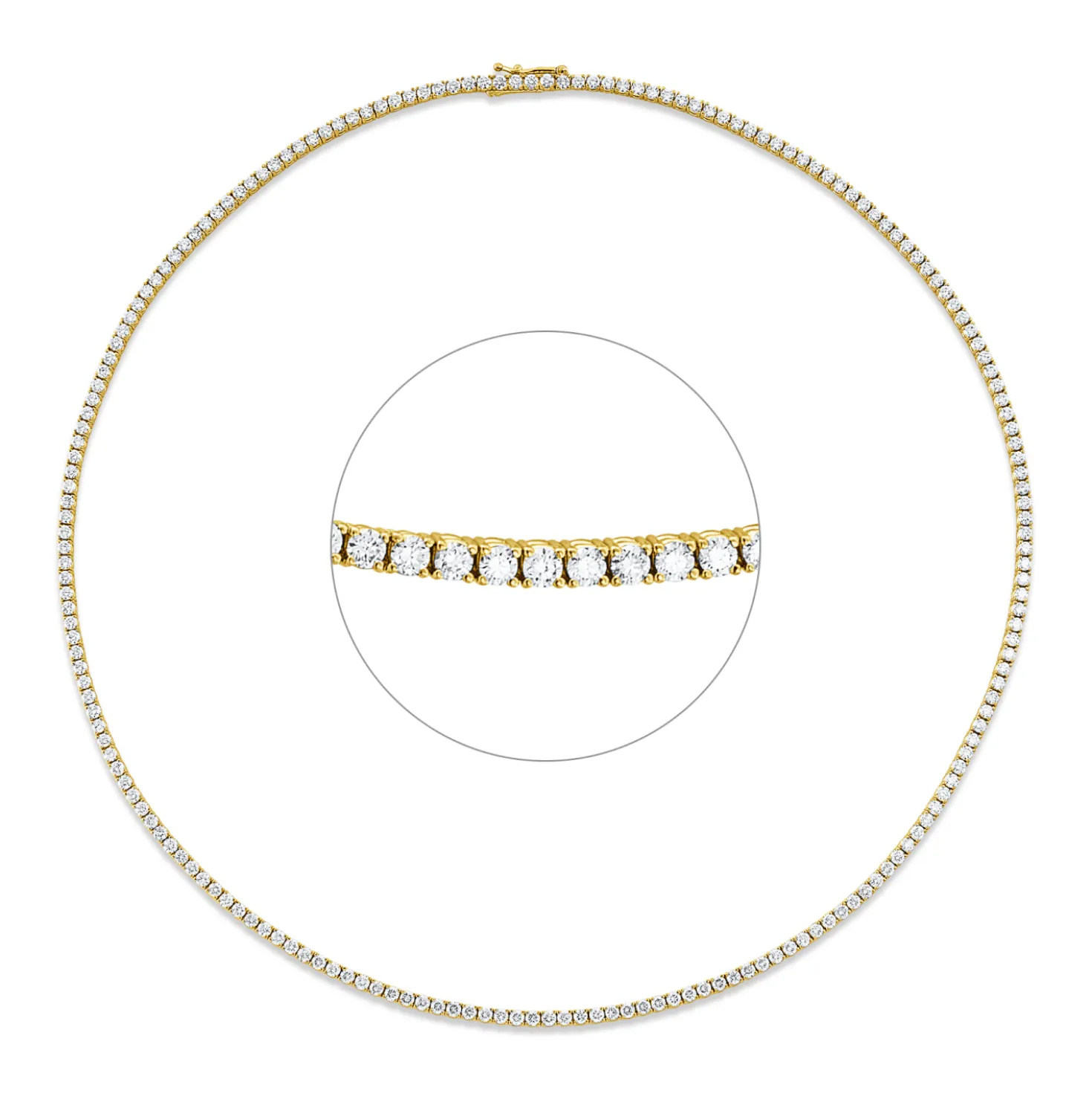 Collier aus 750 Gold Gelbgold 191 Brillanten 5,8ct TW-SI L:42cm 4er-Krappe