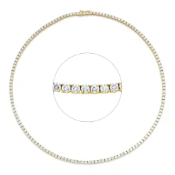 Collier aus 750 Gold Gelbgold 145 Brillanten 10,62ct TW-SI L:42cm 4er-Krappe