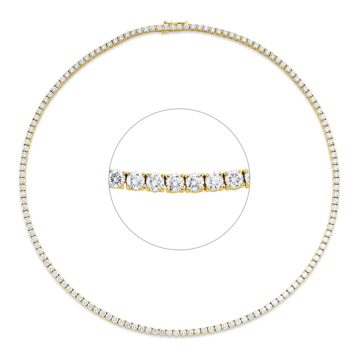 Collier aus 750 Gold Gelbgold 145 Brillanten 10,62ct TW-SI L:42cm 4er-Krappe