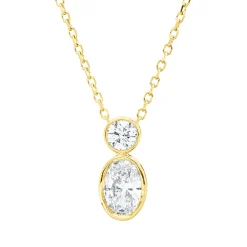 Collier aus 750 Gold Gelbgold 2 Brillanten 0,1ct TW-SI L:45cm Zarge