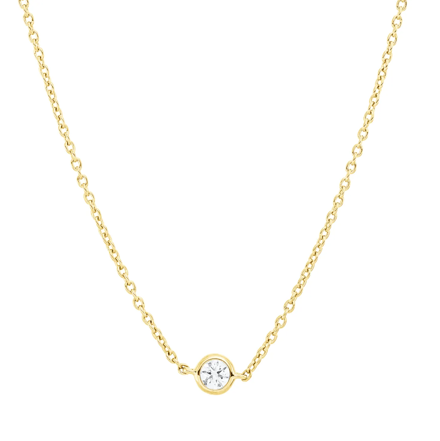 Collier aus 750 Gold Gelbgold 5 Brillanten 0,39ct TW-SI L:45cm Zarge