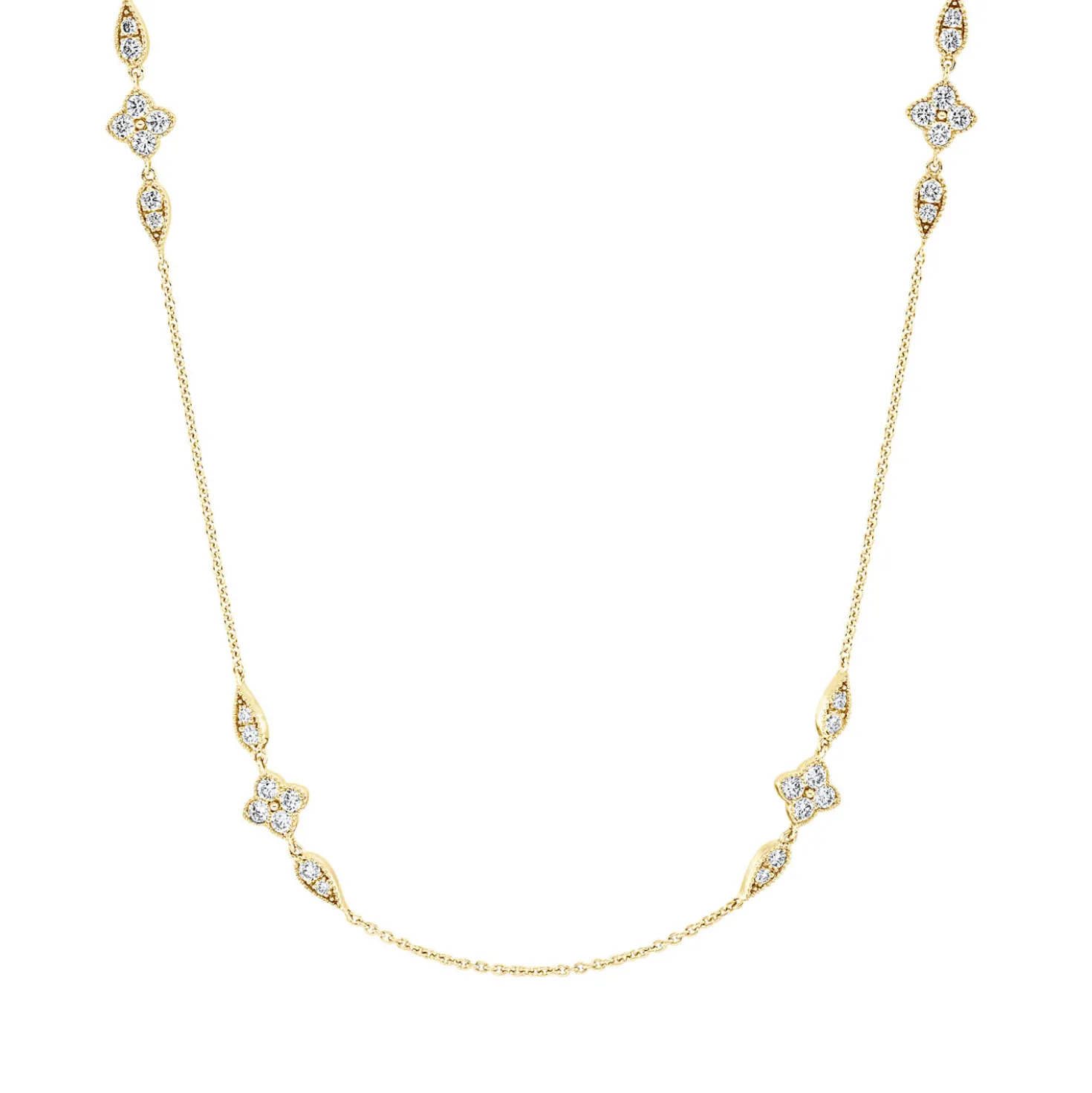 Collier aus 750 Gold Gelbgold 64 Brillanten 1,59ct W-SI L:45cm
