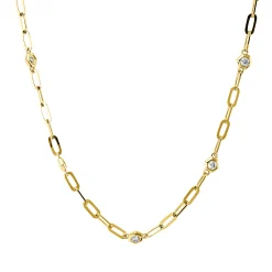 Collier aus 585 Gold Gelbgold 13 Brillanten 0,33ct W-SI L:45cm