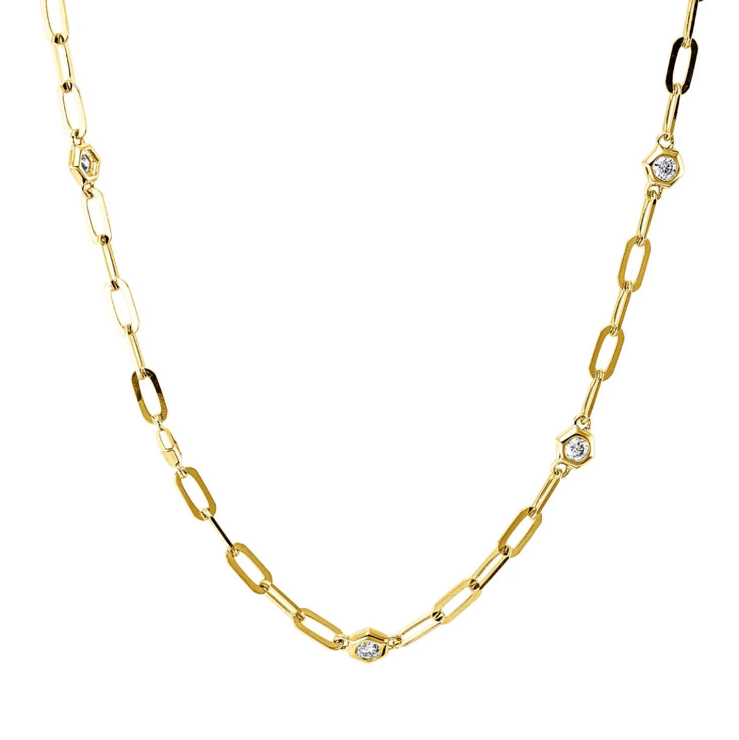 Collier aus 585 Gold Gelbgold 13 Brillanten 0,33ct W-SI L:45cm
