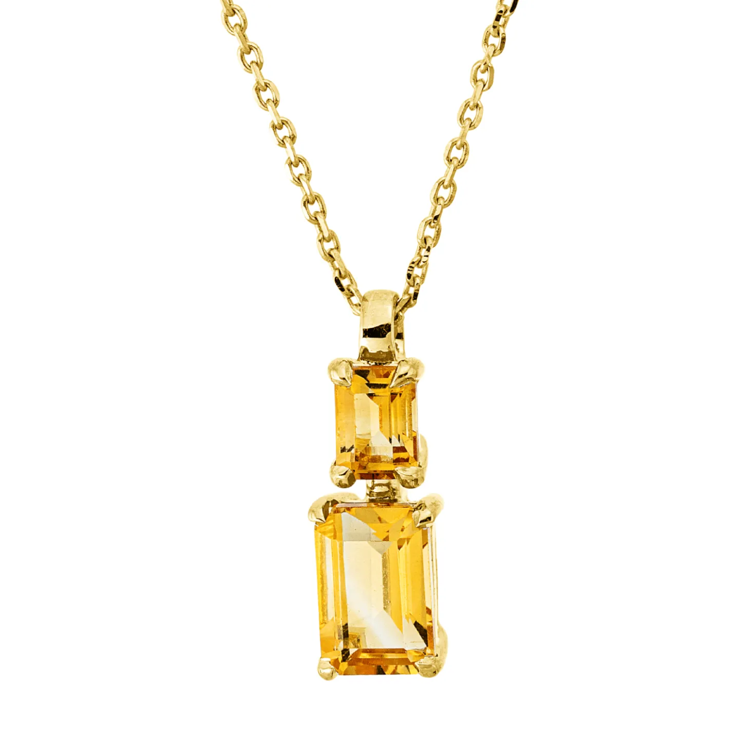 Collier aus 750 Gold Gelbgold 2 Citrine 0,8ct gelb L:45cm 4er-Krappe
