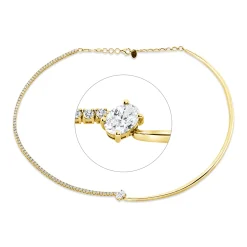 Collier aus 585 Gold Gelbgold 80 Diamanten 3,37ct L:43,2cm