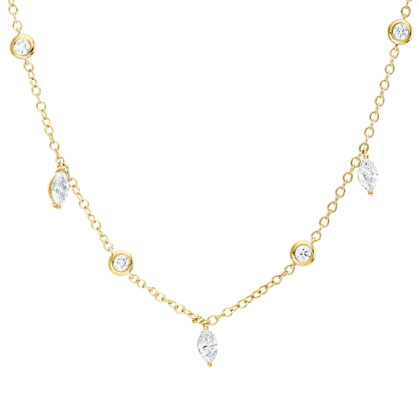 Collier aus 750 Gold Gelbgold 11 Diamanten 1,2ct L:40,6cm