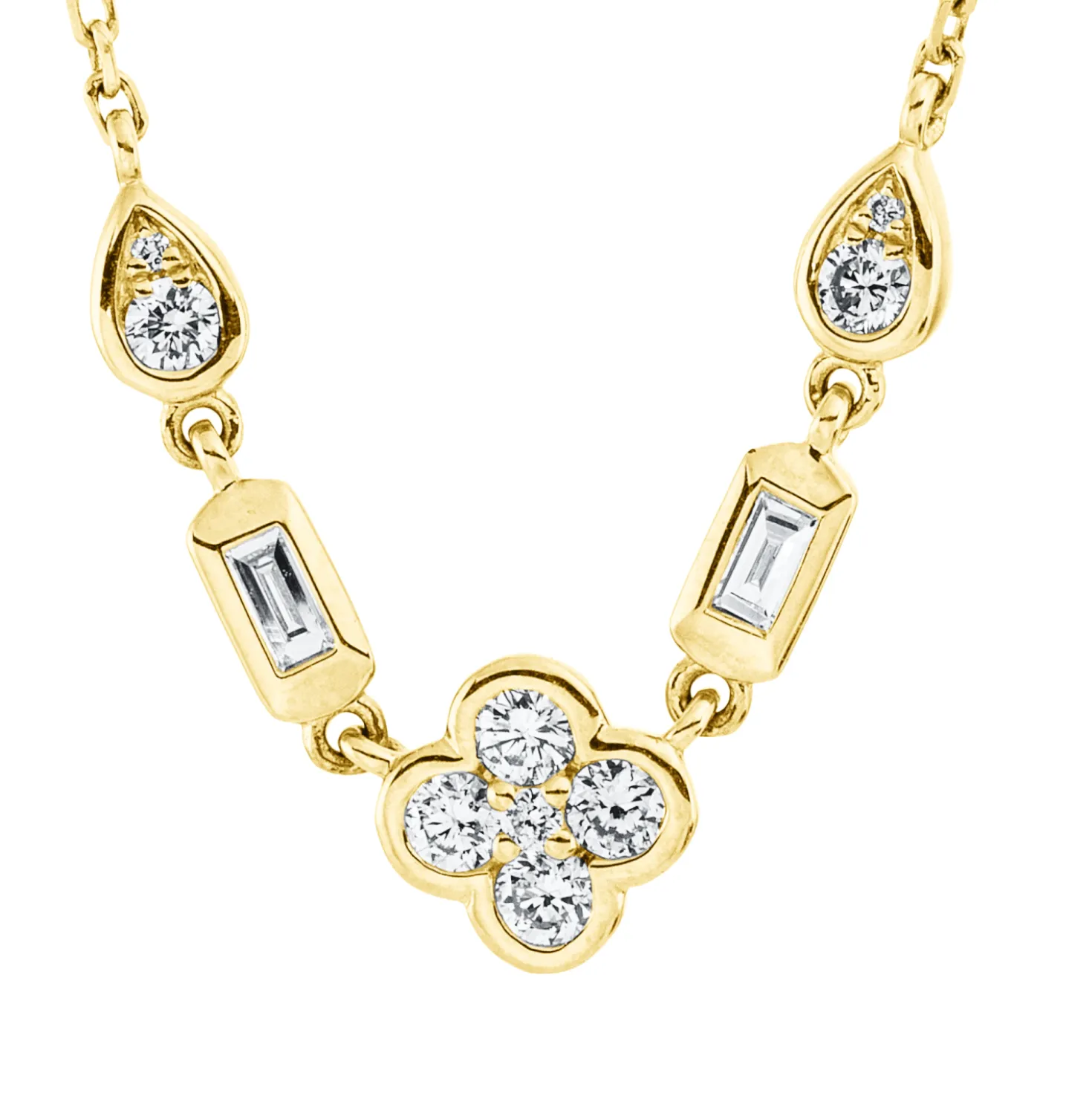 Collier aus 750 Gold Gelbgold 11 Diamanten 0,33ct L:45,7cm