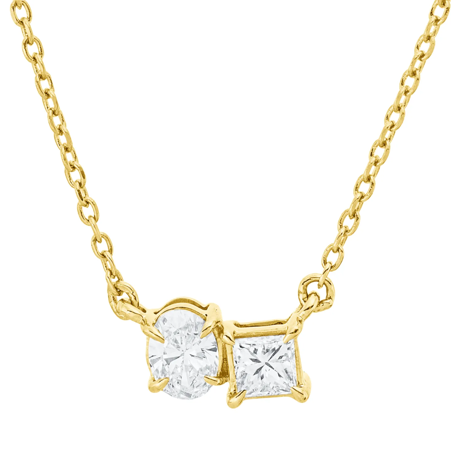 Collier aus 750 Gold Gelbgold 2 Diamanten 0,29ct TW-SI L:45cm