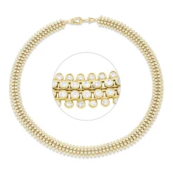 Collier aus 750 Gold Gelbgold 492 Diamanten 10,49ct TW-SI L:41,9cm