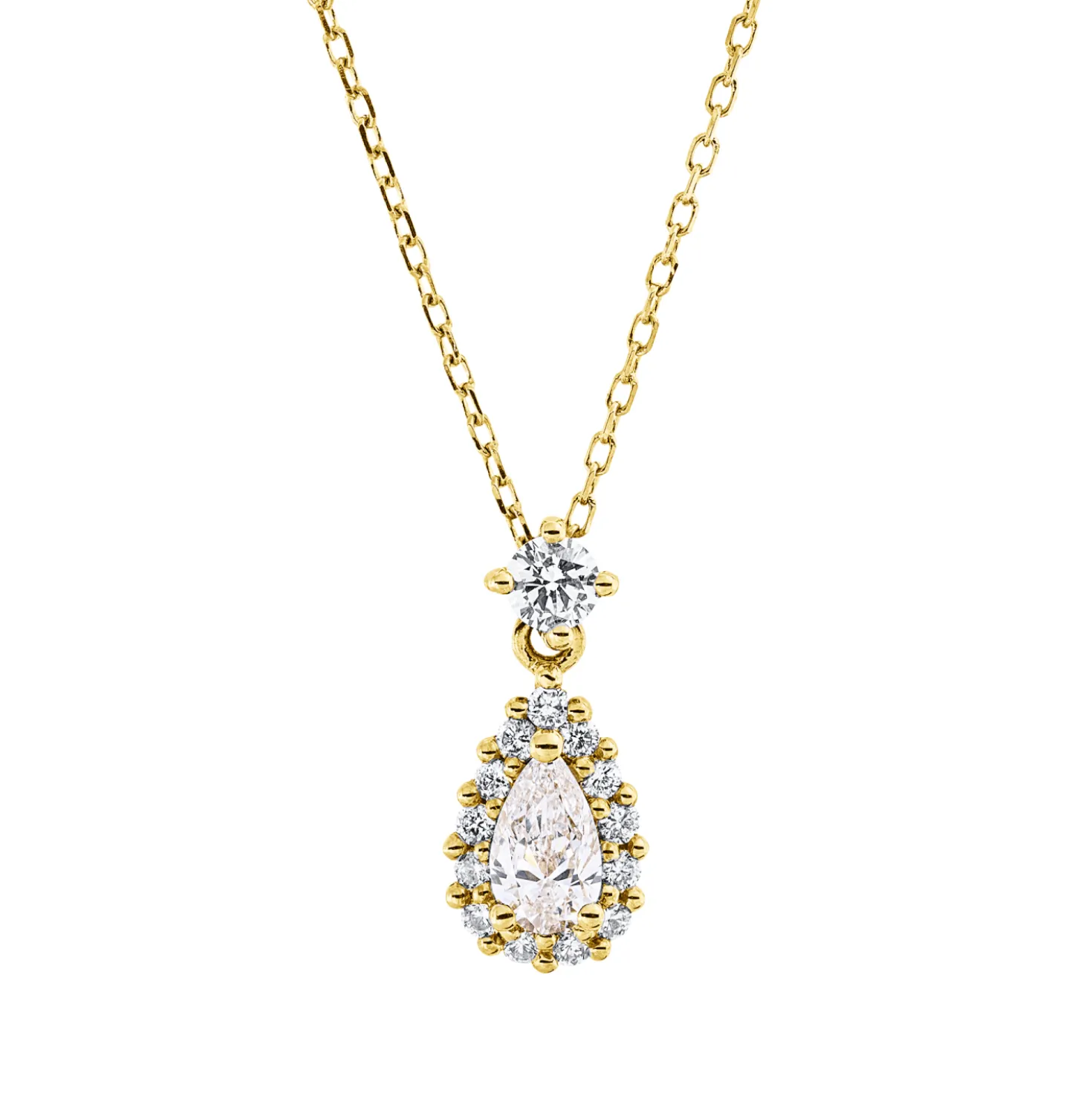 Collier aus 750 Gold Gelbgold 15 Diamanten 0,47ct TW-SI L:45cm