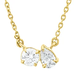 Collier aus 750 Gold Gelbgold 2 Diamanten 0,31ct TW-SI L:45cm