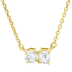 Collier aus 750 Gold Gelbgold 2 Diamanten 0,28ct TW-SI L:45cm