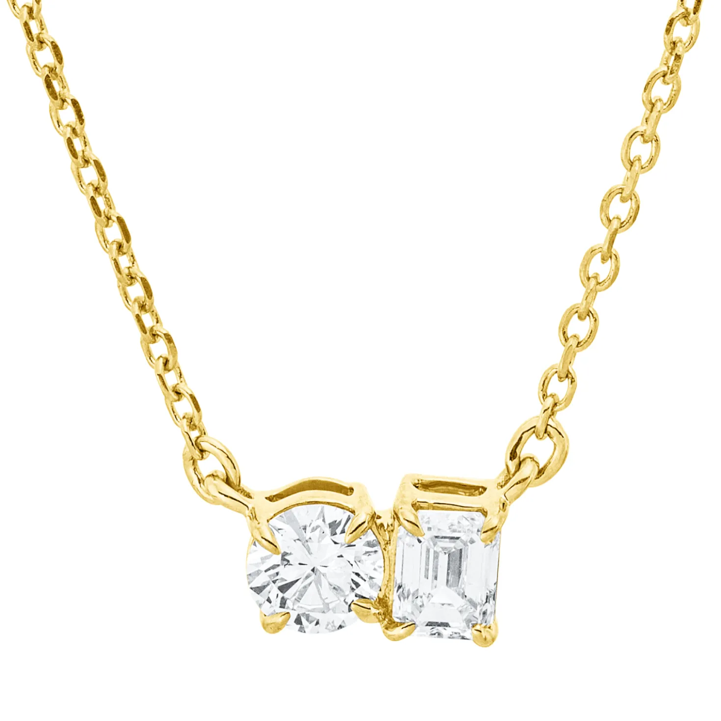 Collier aus 750 Gold Gelbgold 2 Diamanten 0,28ct TW-SI L:45cm