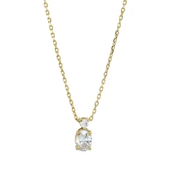 Collier aus 750 Gold Gelbgold 2 Diamanten 0,34ct TW-SI L:45cm