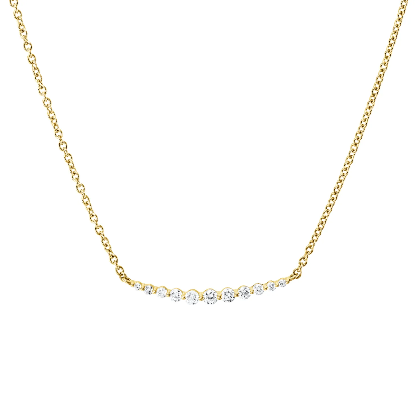Collier aus 750 Gold Gelbgold 11 Diamanten 0,16ct TW-SI L:45,7cm