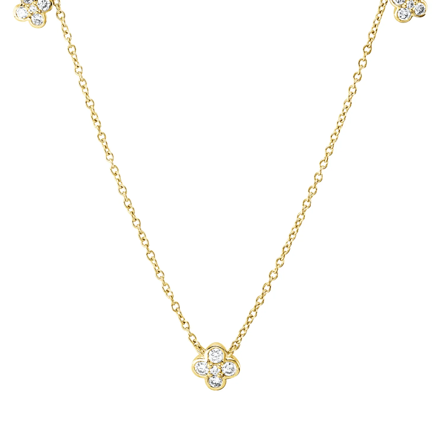 Collier aus 750 Gold Gelbgold 15 Diamanten 0,34ct TW-SI L:45cm