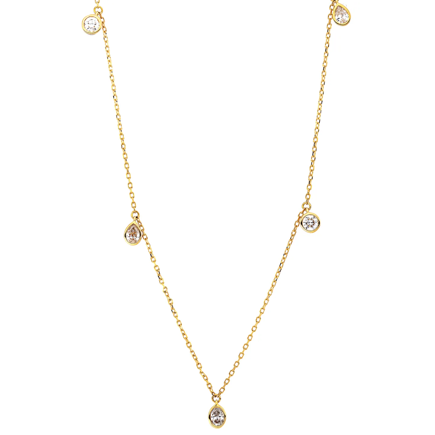 Collier aus 750 Gold Gelbgold 5 Diamanten 0,48ct TW-SI L:45,7cm
