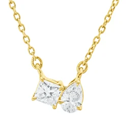 Collier aus 750 Gold Gelbgold 2 Diamanten 0,33ct TW-SI L:45cm