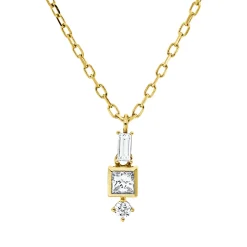 Collier aus 750 Gold Gelbgold 3 Diamanten 0,17ct TW-SI L:45,7cm