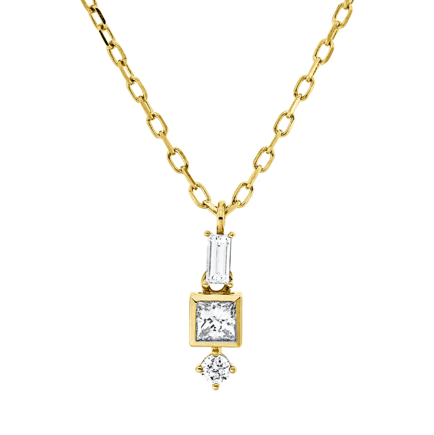 Collier aus 750 Gold Gelbgold 3 Diamanten 0,17ct TW-SI L:45,7cm