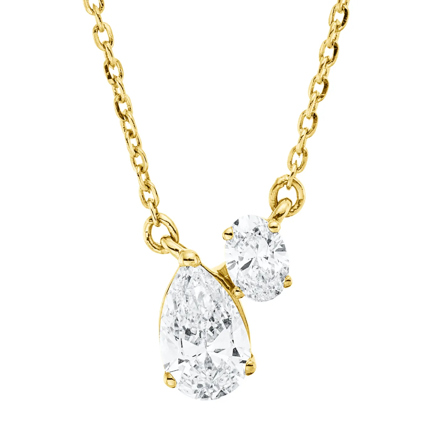 Collier aus 750 Gold Gelbgold 2 Diamanten 0,39ct TW-SI L:45cm
