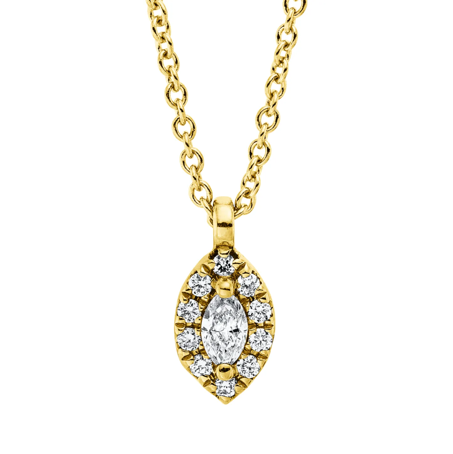 Collier aus 750 Gold Gelbgold 11 Diamanten 0,15ct TW-SI L:45cm