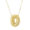 Collier aus 585 Gold Gelbgold 9 Diamanten 0,22ct TW-SI L:46cm mattiert