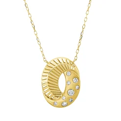 Collier aus 585 Gold Gelbgold 9 Diamanten 0,22ct TW-SI L:46cm mattiert
